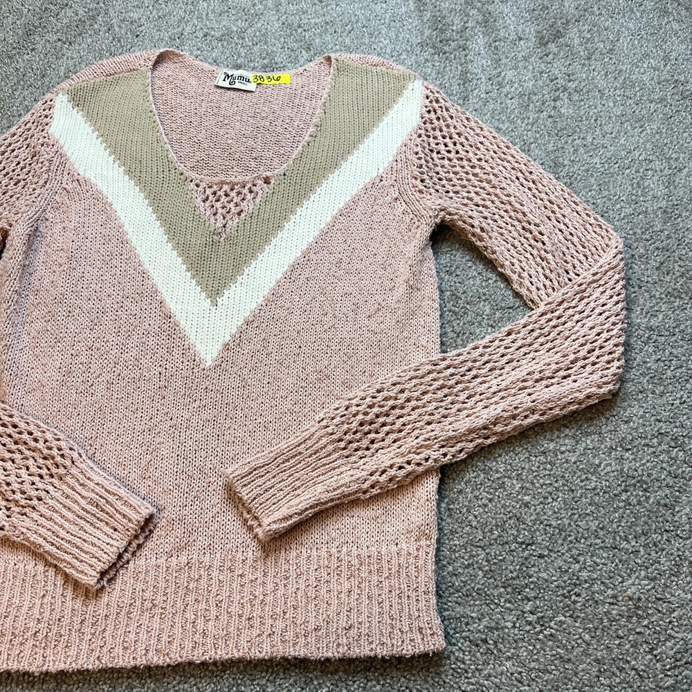 Show Me Your Mumu Sweater Womens Small Chevron Pullover Dazey Knit Lightweight‎